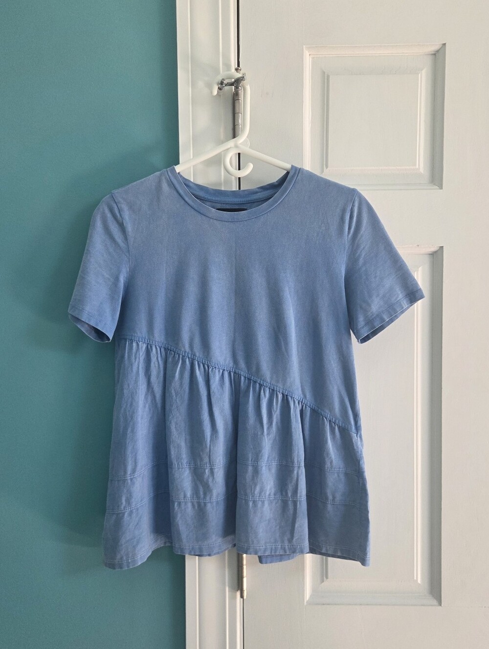 Zara Sky Blue Short Sleeve Peplum Tee